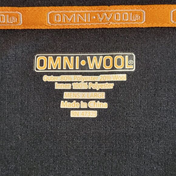 Omni Wool Shirt Mens XL Black 1/4 Zip Base Mid Layer Pullover Thermal Wool Blend - Picture 9 of 9